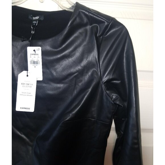 Express Body Contour Faux Leather High Neck Bodysuit, Brand Express - Picture 4 of 6